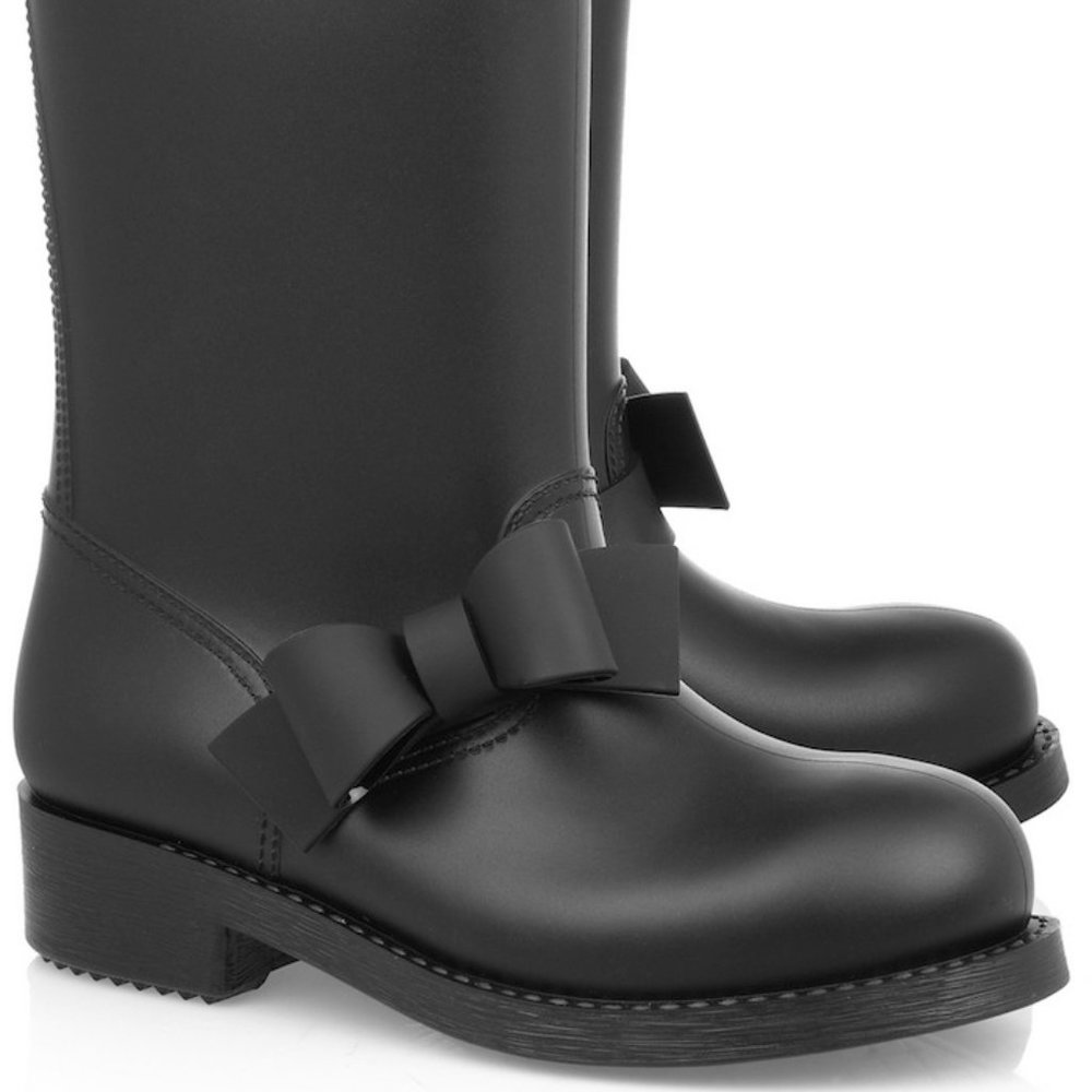 Black RED Valentino Rainboots with bow detail